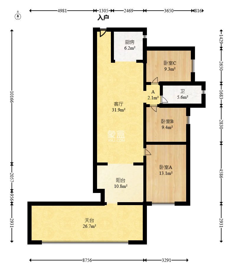 达美D6区  3室2厅1卫    108.0万