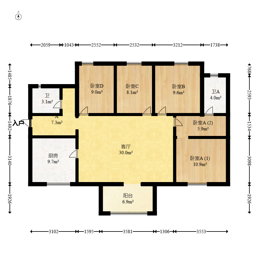 万科里梅溪郡 4室2厅1卫 228.0万 万科里梅溪郡 4室2厅1卫 228.0万户型图