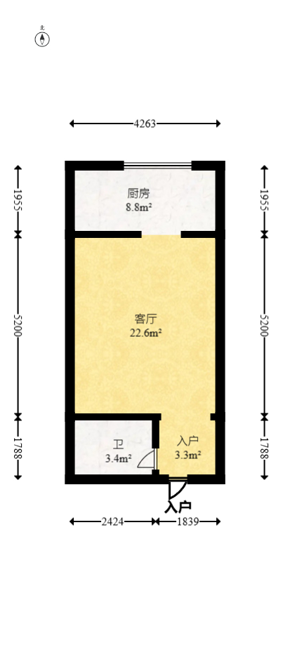 汇达国际公馆（汇达大厦）  1室1厅1卫   29.30万室内图1