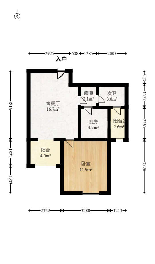 麓谷星辰  1室1厅1卫   45.00万室内图1