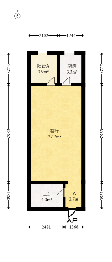 中城丽景香山园  1室1厅1卫   35.00万室内图1