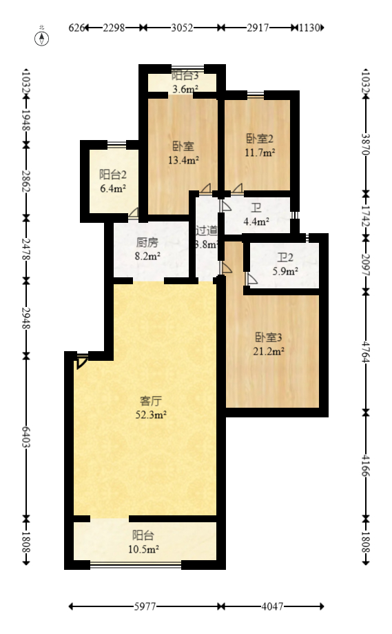 卓越蔚蓝海岸二期  3室2厅1卫   155.00万室内图1