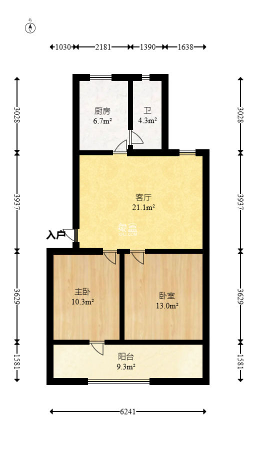 公安局宿舍（上宜园18号）  2室1厅1卫   60.00万