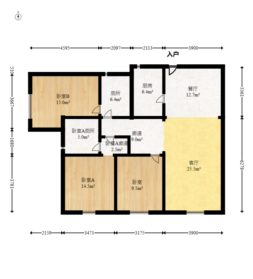 兰亭湾畔  3室2厅2卫   115.00万室内图1