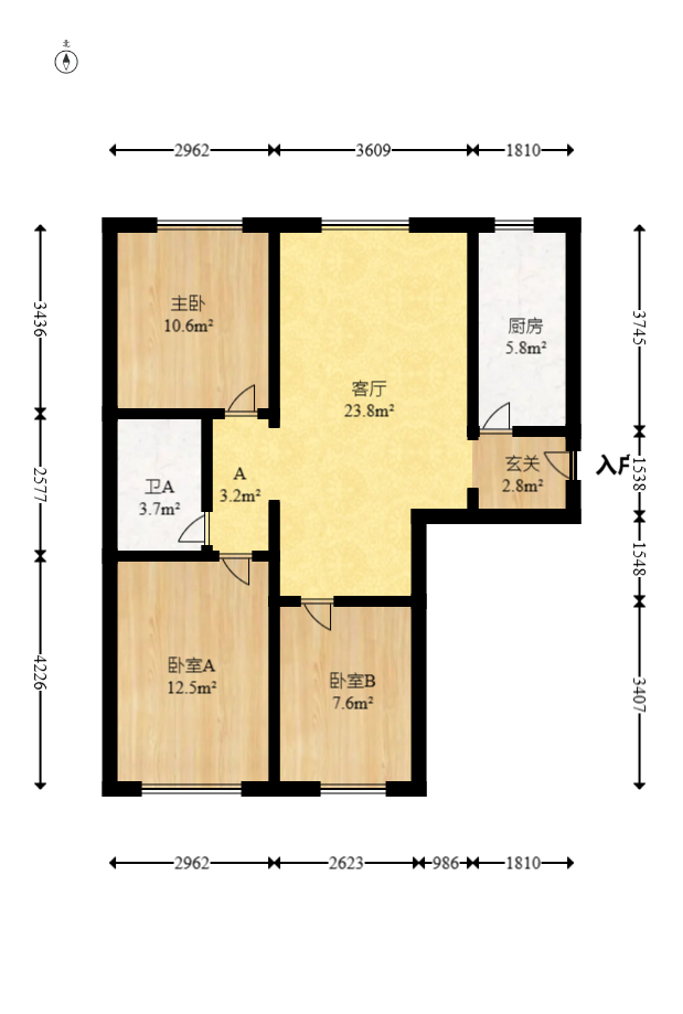 香麓丽舍  3室2厅2卫   86.00万室内图1