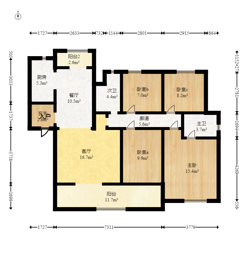 爱家当代境  4室2厅2卫   189.80万室内图1