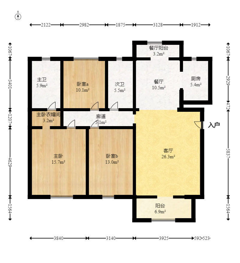 晟通牡丹舸  3室2厅2卫   255.00万室内图1