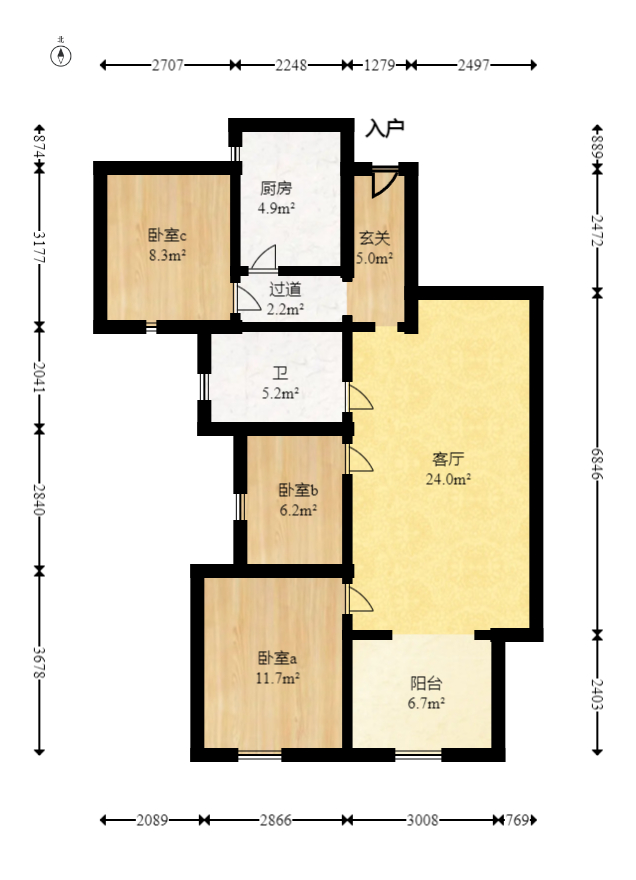 美的翰城 3室2厅1卫 57.9万 美的翰城 3室2厅1卫 57.9万户型图