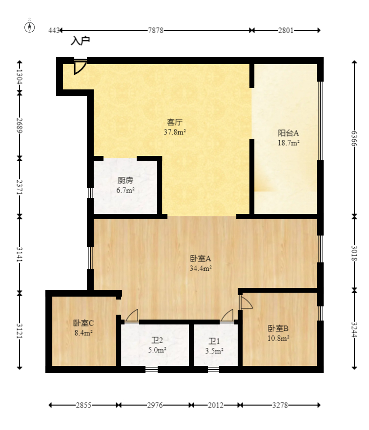 建发玖洲观澜  4室2厅2卫   180.00万室内图1