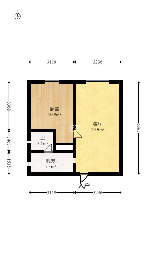 上海城小区  1室1厅1卫   46.00万