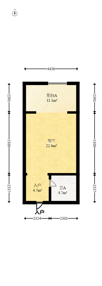 五矿万境水岸二期（五矿万境水岸和苑）  1室1厅1卫   45.00万