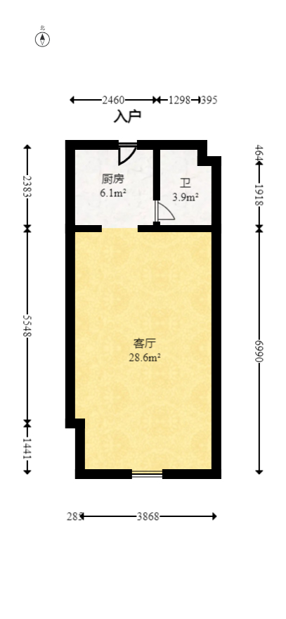 振业城三期  2室2厅2卫   58.00万室内图1