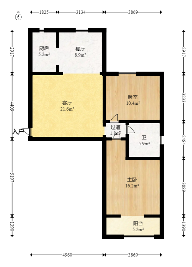 星电恬园  2室2厅1卫   58.00万室内图1