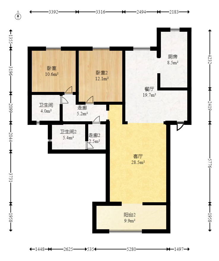 星城国际  3室2厅2卫   81.80万室内图1
