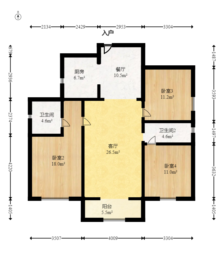 豪都新天地  3室2厅2卫   75.80万室内图1