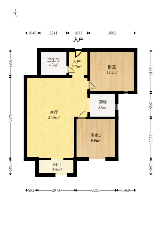 时代星城  1室2厅1卫   49.80万室内图1