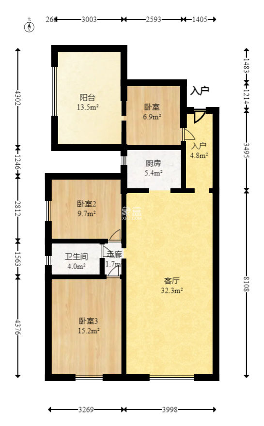 海德公园  3室2厅1卫   63.80万