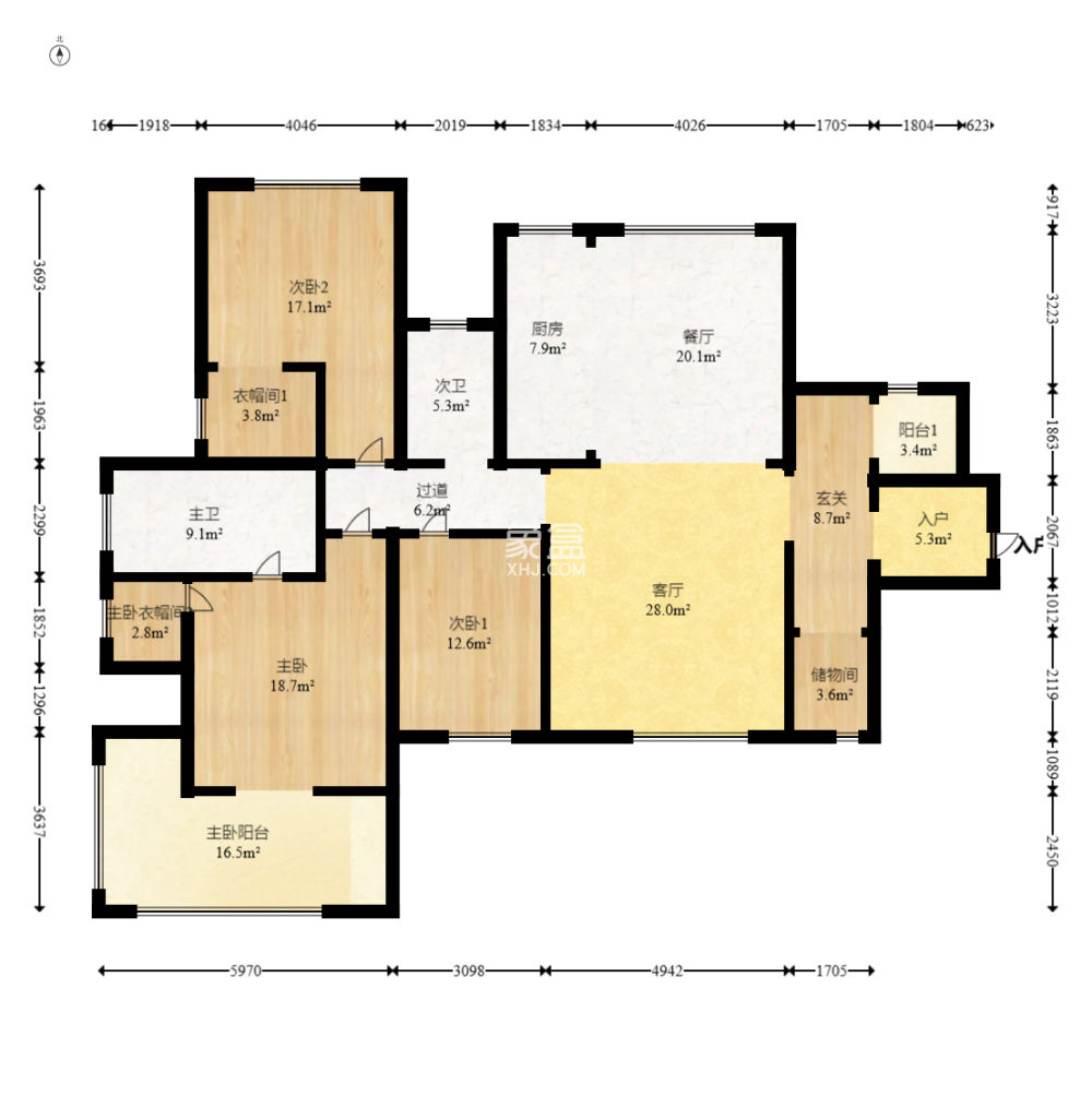 双湾国际（湘江御景花园）  3室2厅2卫    165.0万