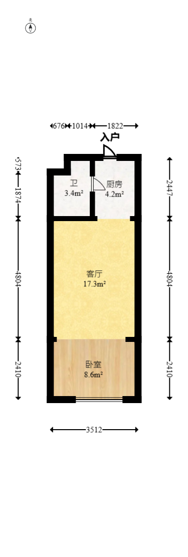 梅溪国际公寓（步步高新天地）  1室1厅1卫   35.00万室内图1