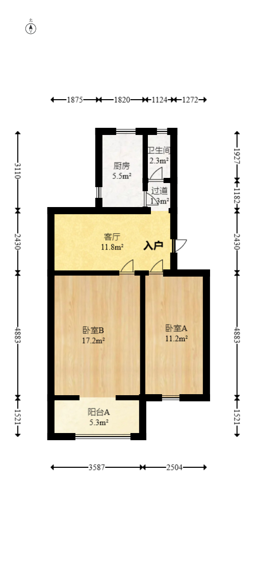 红旗社区  2室1厅1卫   32.80万室内图1