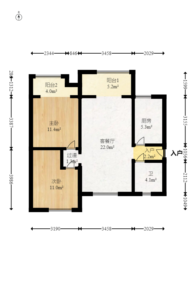 万科城  2室2厅1卫   90.00万室内图1