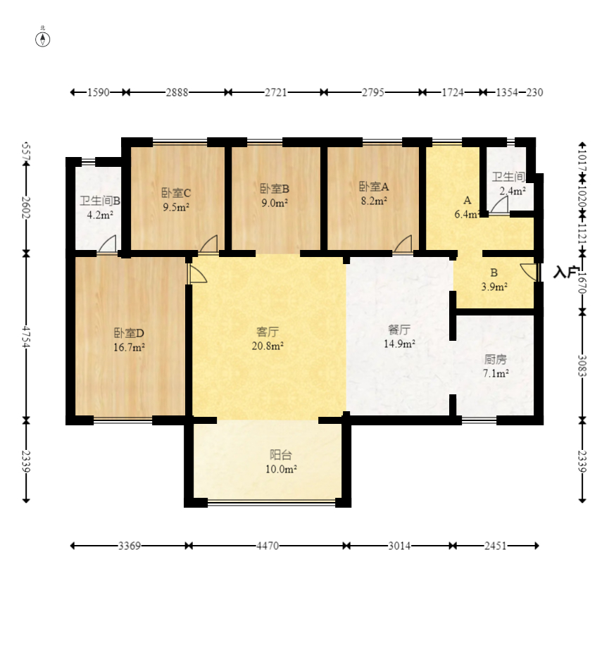 汇金城/嘉华城(二期、三期) 4室2厅2卫 156.0万 汇金城/嘉华城(二期、三期) 4室2厅2卫 156.0万户型图