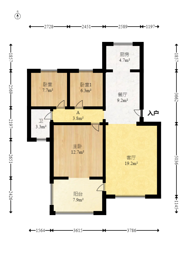 山水湾 3室2厅1卫 68.0万 山水湾 3室2厅1卫 68.0万户型图