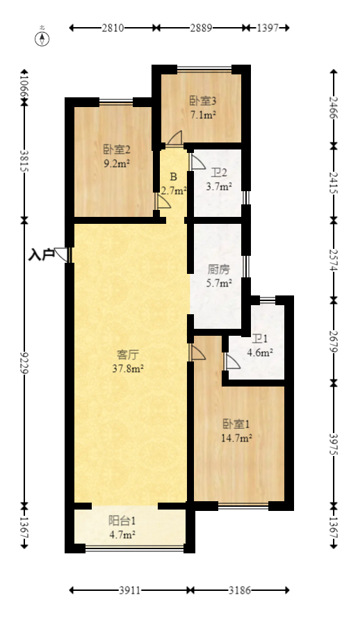 阳光城尚东湾青柠园  3室2厅2卫   128.00万室内图1