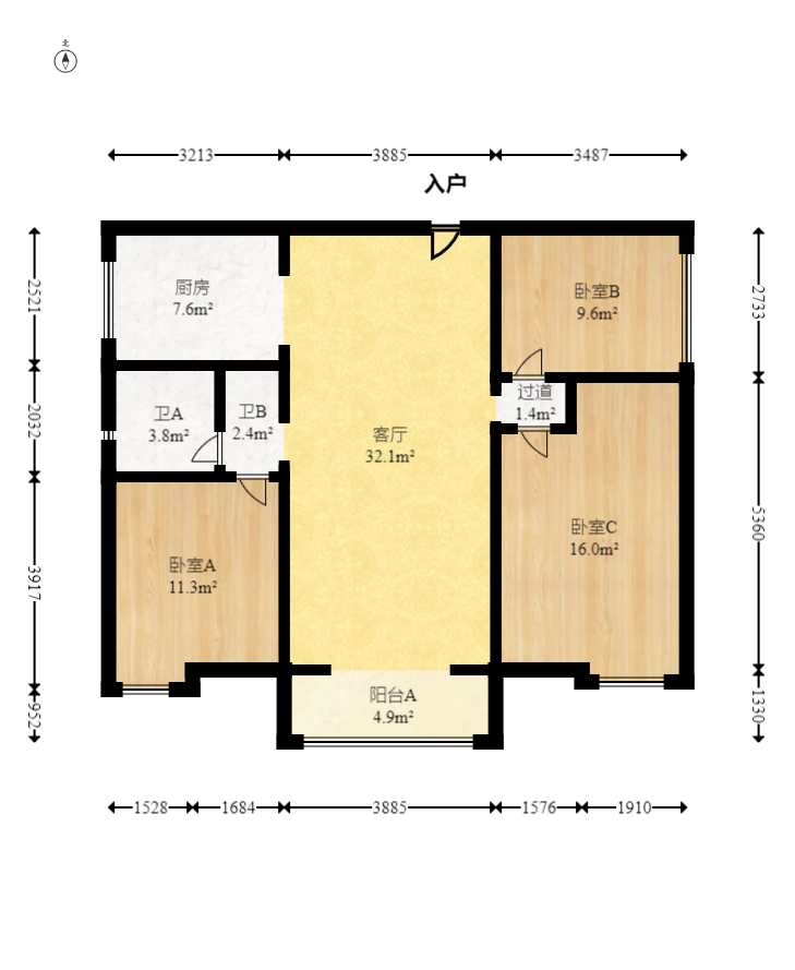 中建嘉和城  3室2厅2卫   108.00万室内图1
