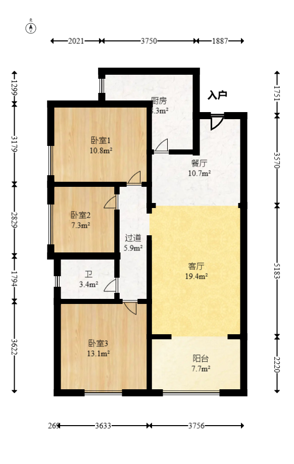 珠江东方明珠（新地东方明珠）三期  3室2厅1卫   56.80万室内图1