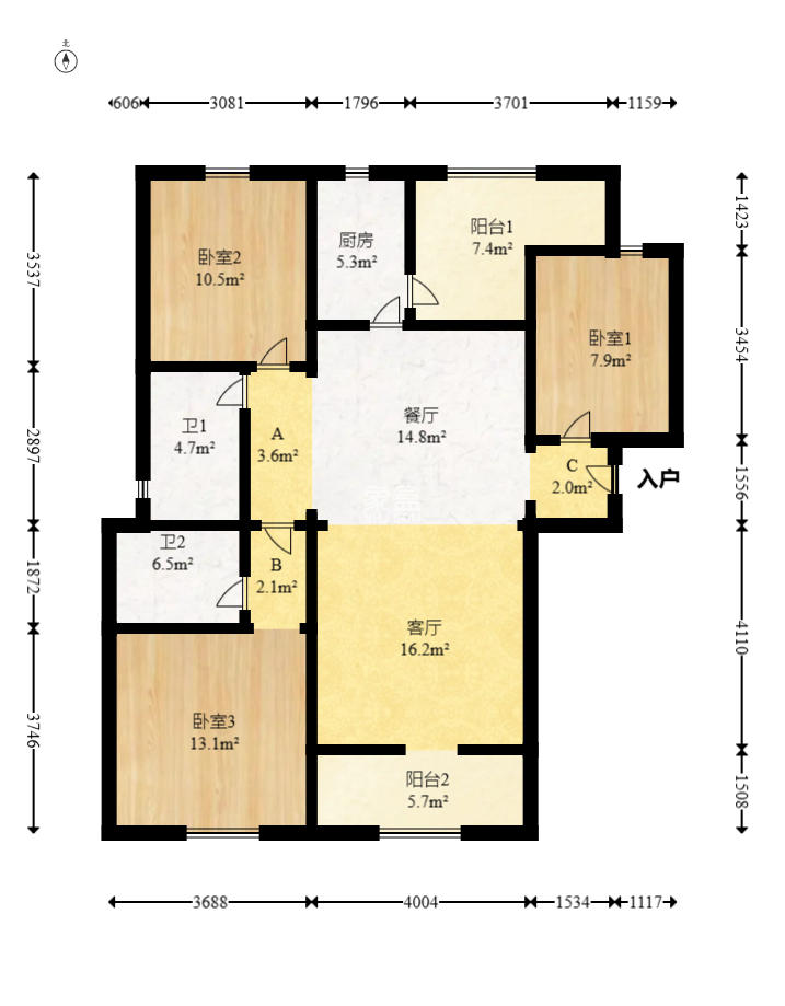 嘉宇银杉(嘉宇西苑) 4室2厅2卫 92.8万 嘉宇银杉(嘉宇西苑) 4室2厅2卫 92.8万户型图