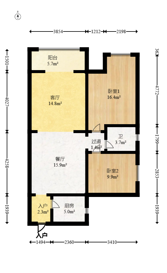 银港水晶城  2室1厅1卫   60.00万室内图1