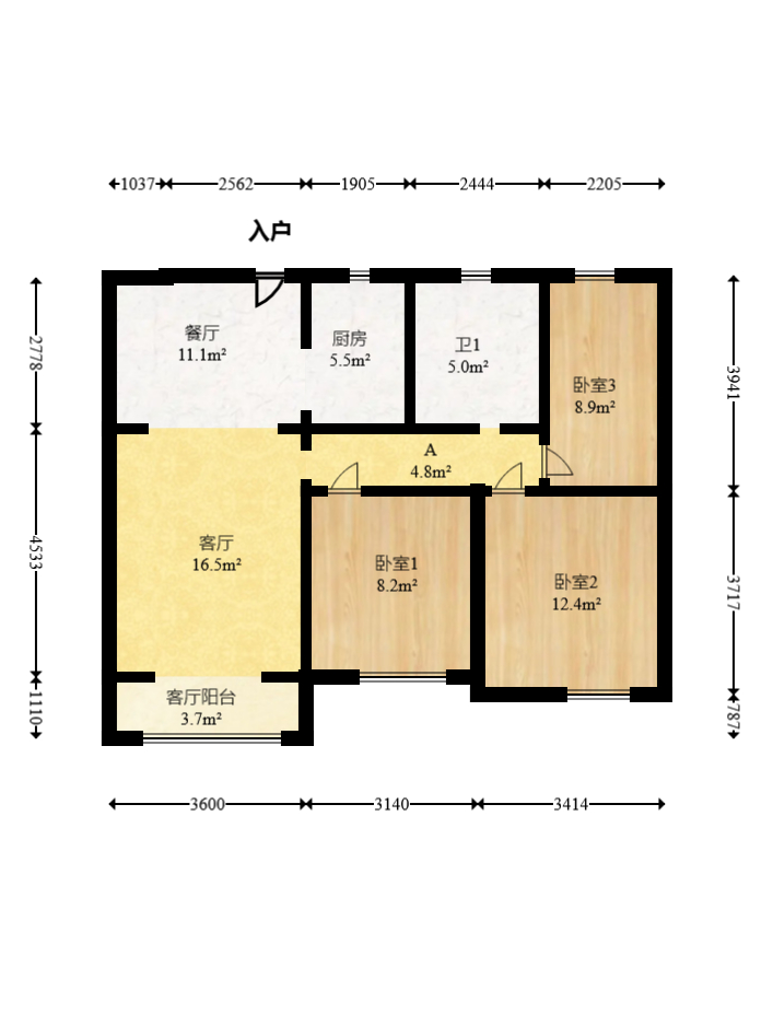 中建信和城  3室2厅1卫   112.00万室内图1