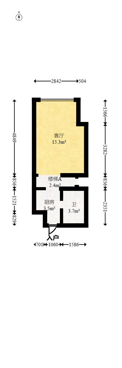 华远华时代  2室1厅1卫   52.00万室内图1