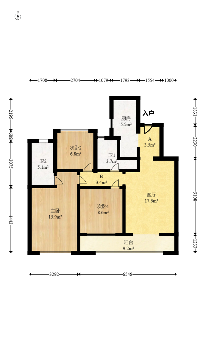 绿城美的明月江南  3室2厅2卫    125.0万 绿城美的明月江南  3室2厅2卫    125.0万户型图