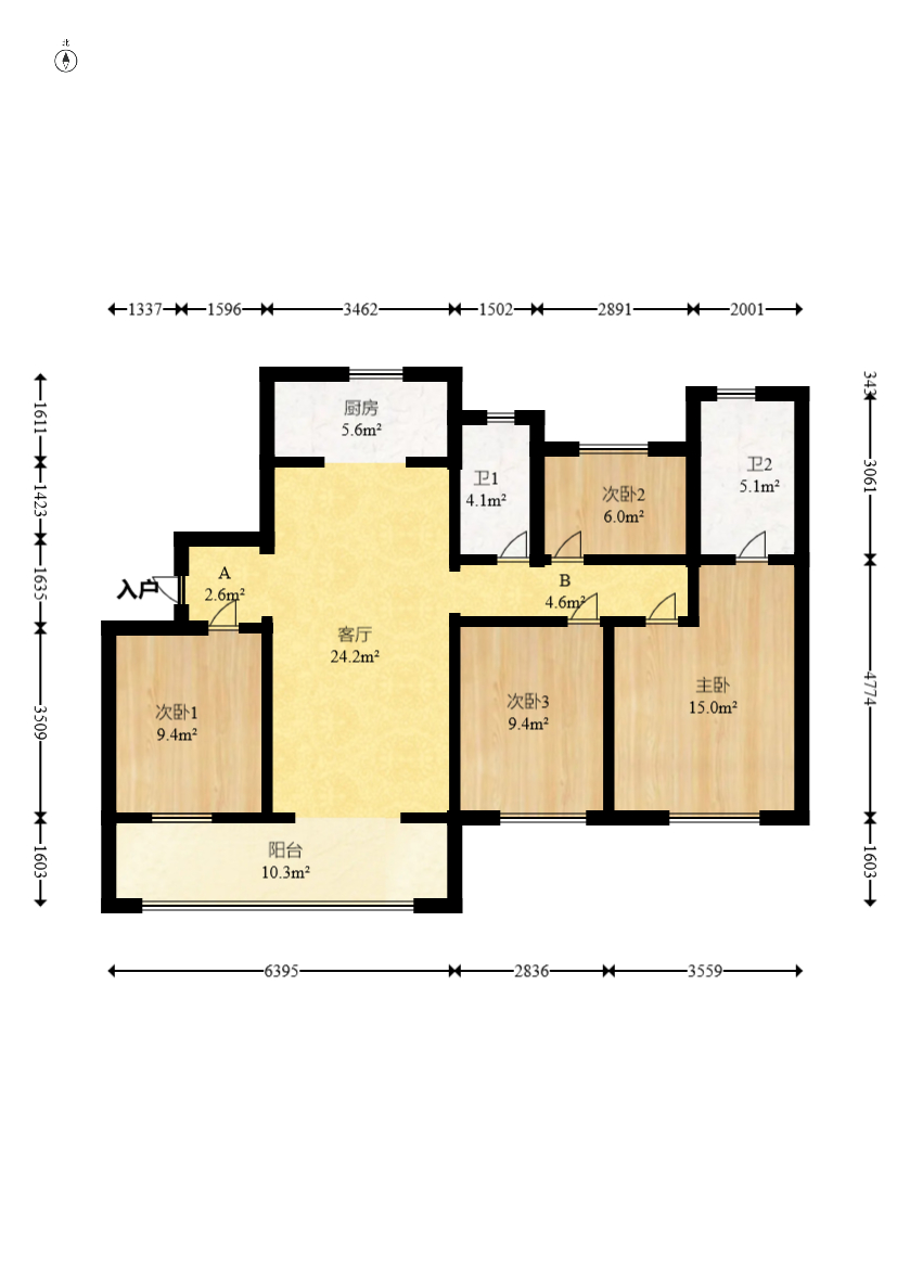 五矿万境松雅 4室2厅2卫 118.0万 五矿万境松雅 4室2厅2卫 118.0万户型图