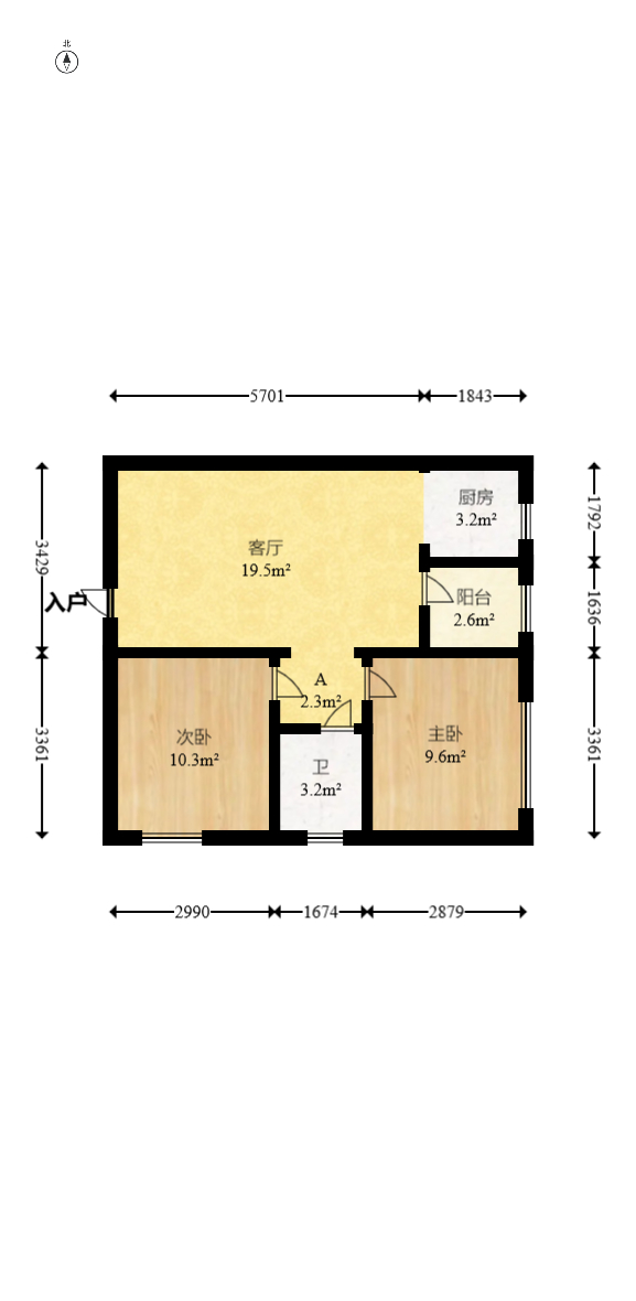 水岸世景 2室1厅1卫 45.0万 水岸世景 2室1厅1卫 45.0万户型图