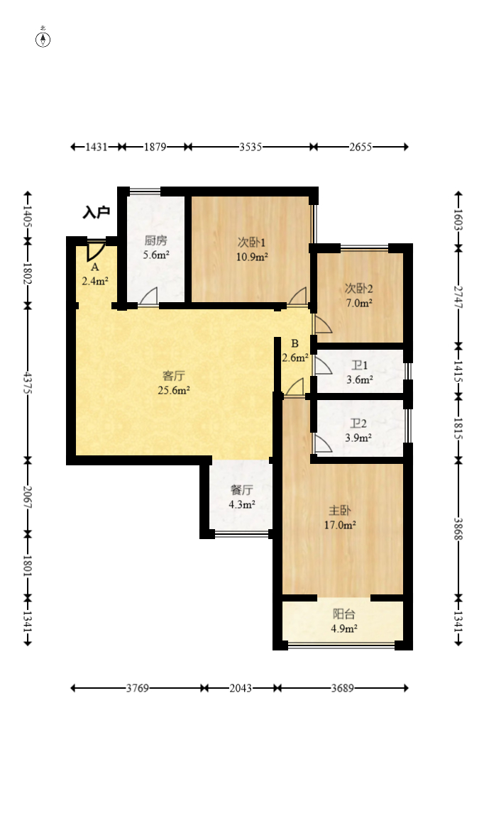 锦璨家园 3室2厅2卫 55.0万 锦璨家园 3室2厅2卫 55.0万户型图