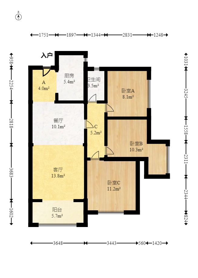 中建璟和城  3室2厅1卫   89.00万室内图1