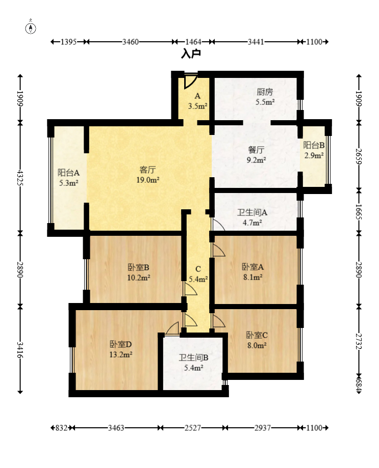 中建璟和城  4室2厅1卫   112.00万室内图1