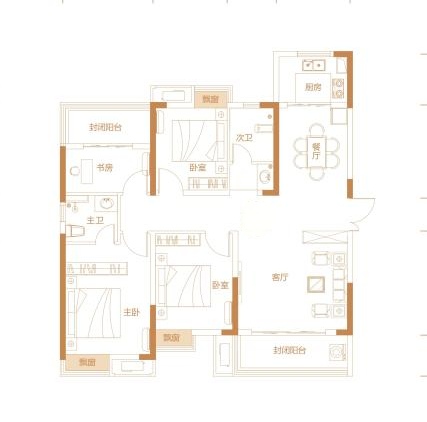 山水印象澜庭  4室2厅2卫   120.00万户型图