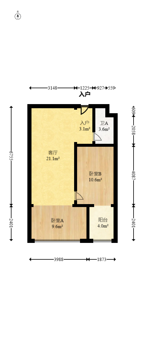 才子嘉都  2室1厅1卫   44.30万室内图1