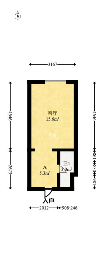 长沙高铁吾悦广场  1室1厅1卫   28.00万