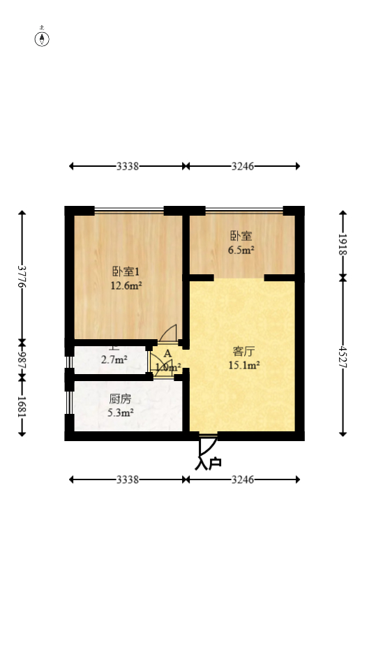 上海城小区  2室1厅1卫   39.60万室内图1