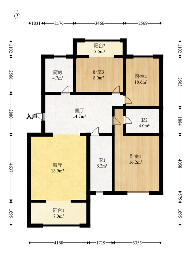 绿荫家园  3室2厅1卫   55.00万室内图1
