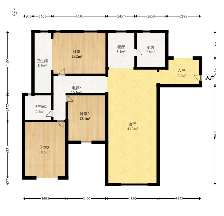 康桥长郡 3室2厅2卫 89.1万 康桥长郡 3室2厅2卫 89.1万户型图