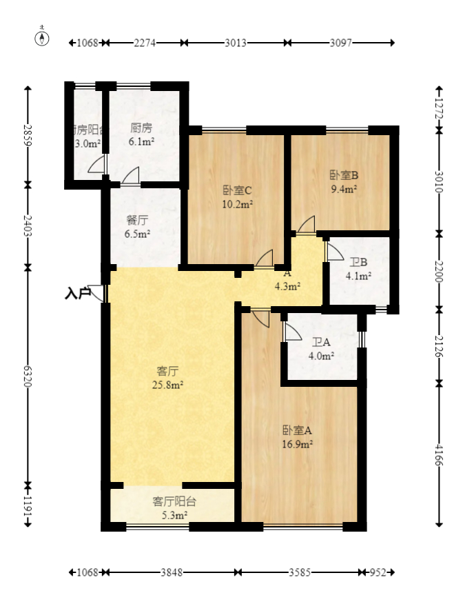 当代滨江MOMA 3室2厅1卫 126.0万 当代滨江MOMA 3室2厅1卫 126.0万户型图