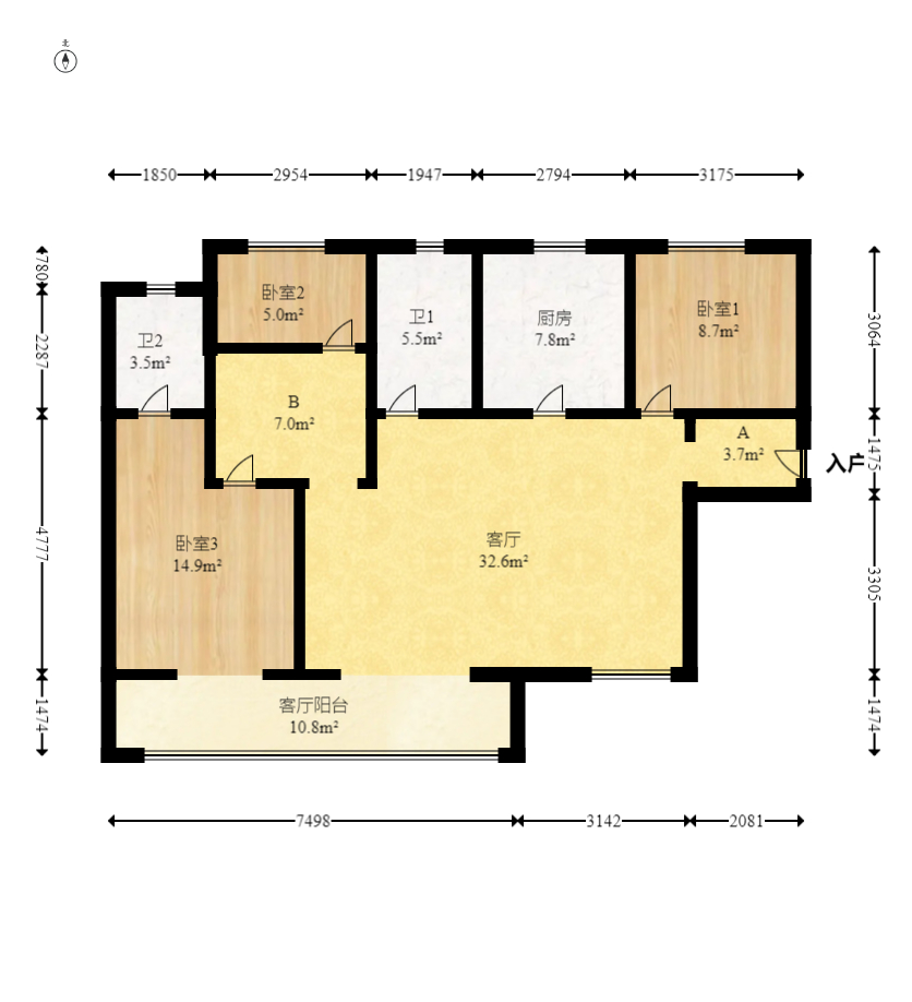 中建钰和城  3室2厅2卫   145.00万室内图1