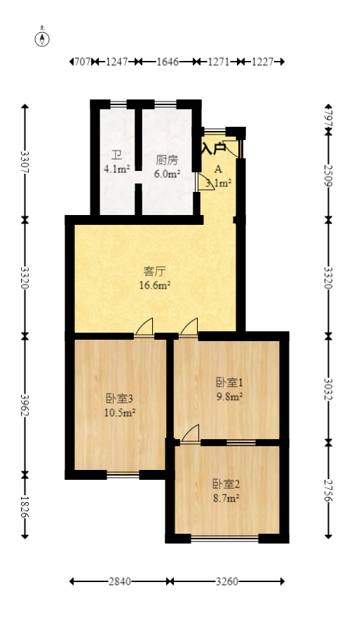 桔园小区1-8片  3室2厅1卫   60.00万室内图1