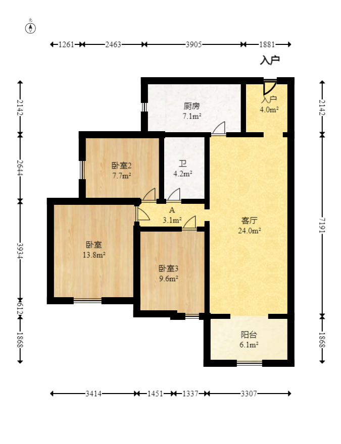 盛世耀凯  3室2厅1卫   106.00万室内图1